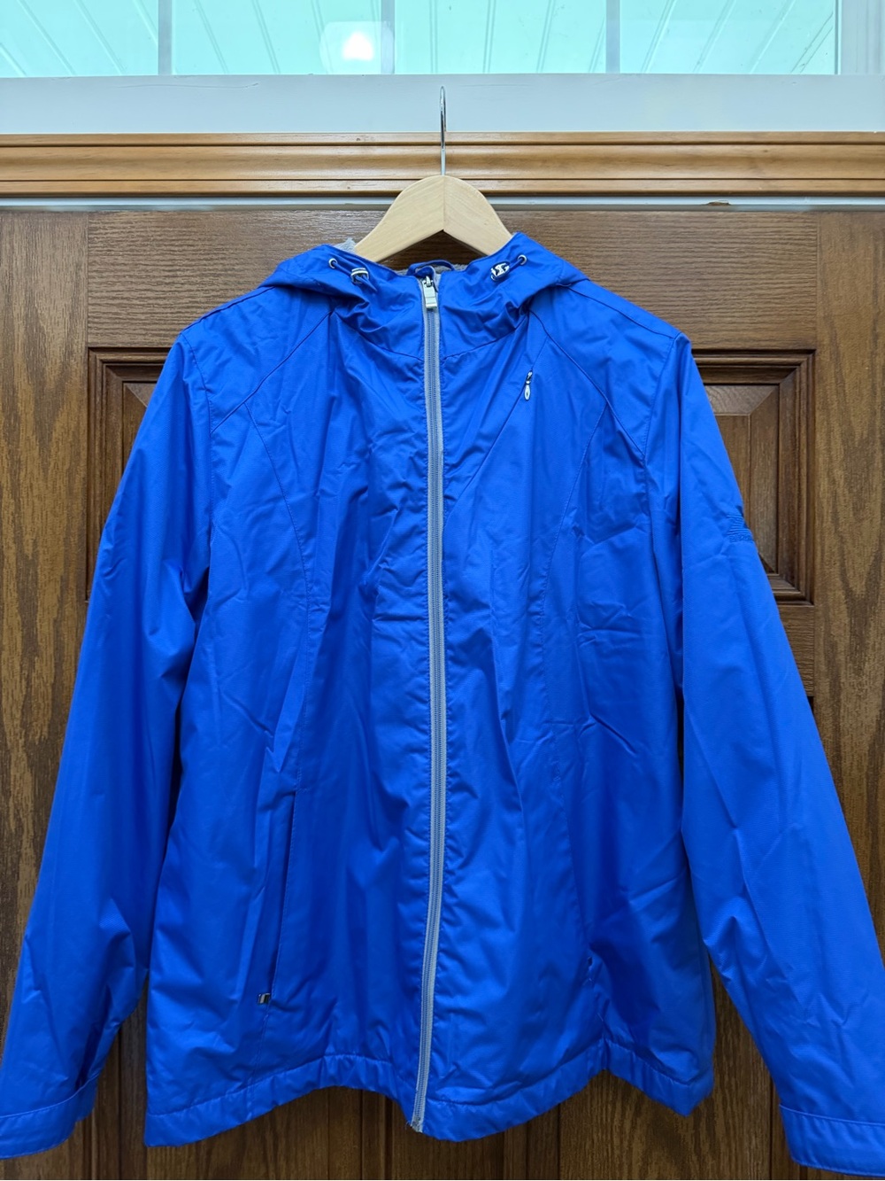 Women’s Lightweight Blue Hooded Windbreaker Jacket